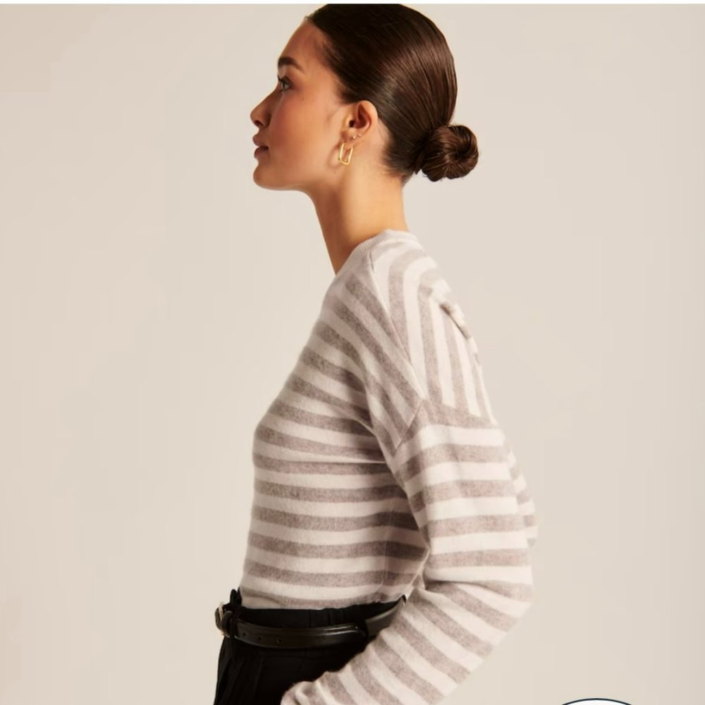 Abercrombie & Fitch Cashmere Striped Scoopneck Sweater 100% Cashmere XXS NWT - Picture 3 of 6